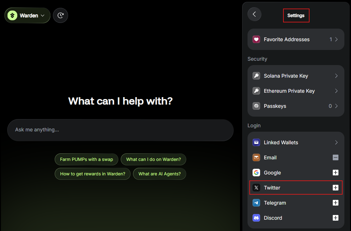Link your X account in Warden