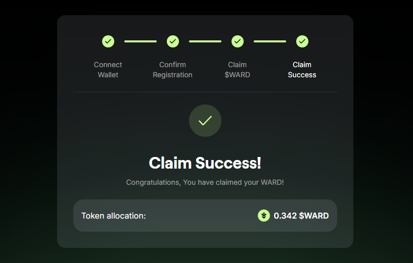 The success message  in the Airdrop Claim Portal