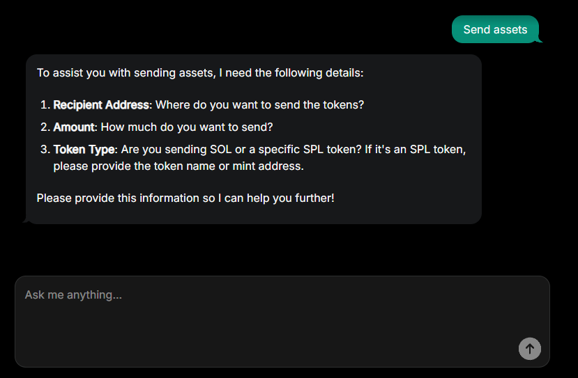 Send assets in the Warden App
