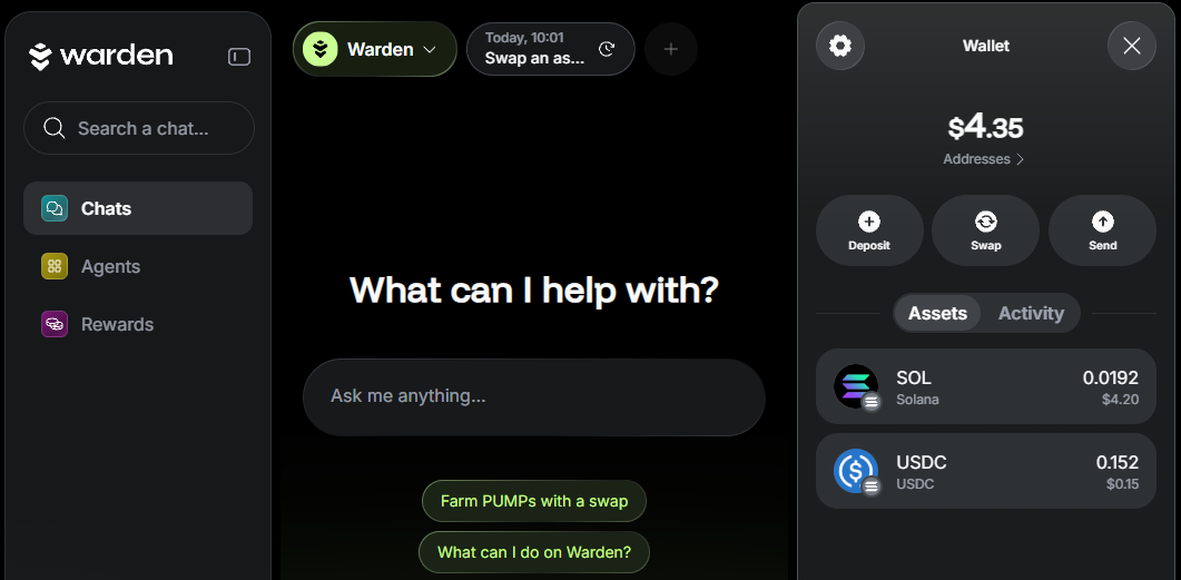 View your wallet in Warden
