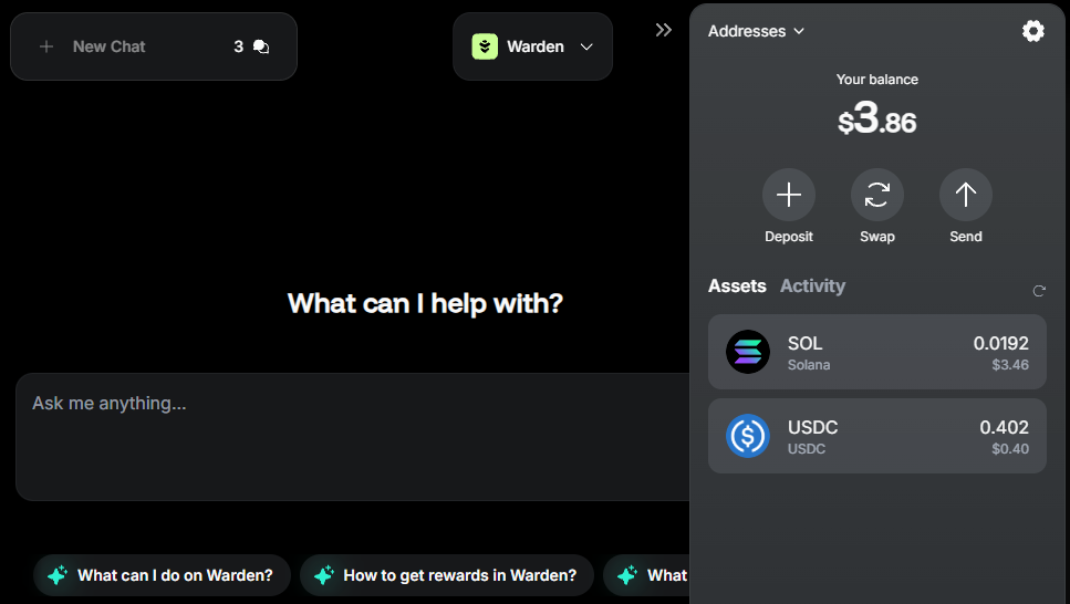View your balance and activity in Warden