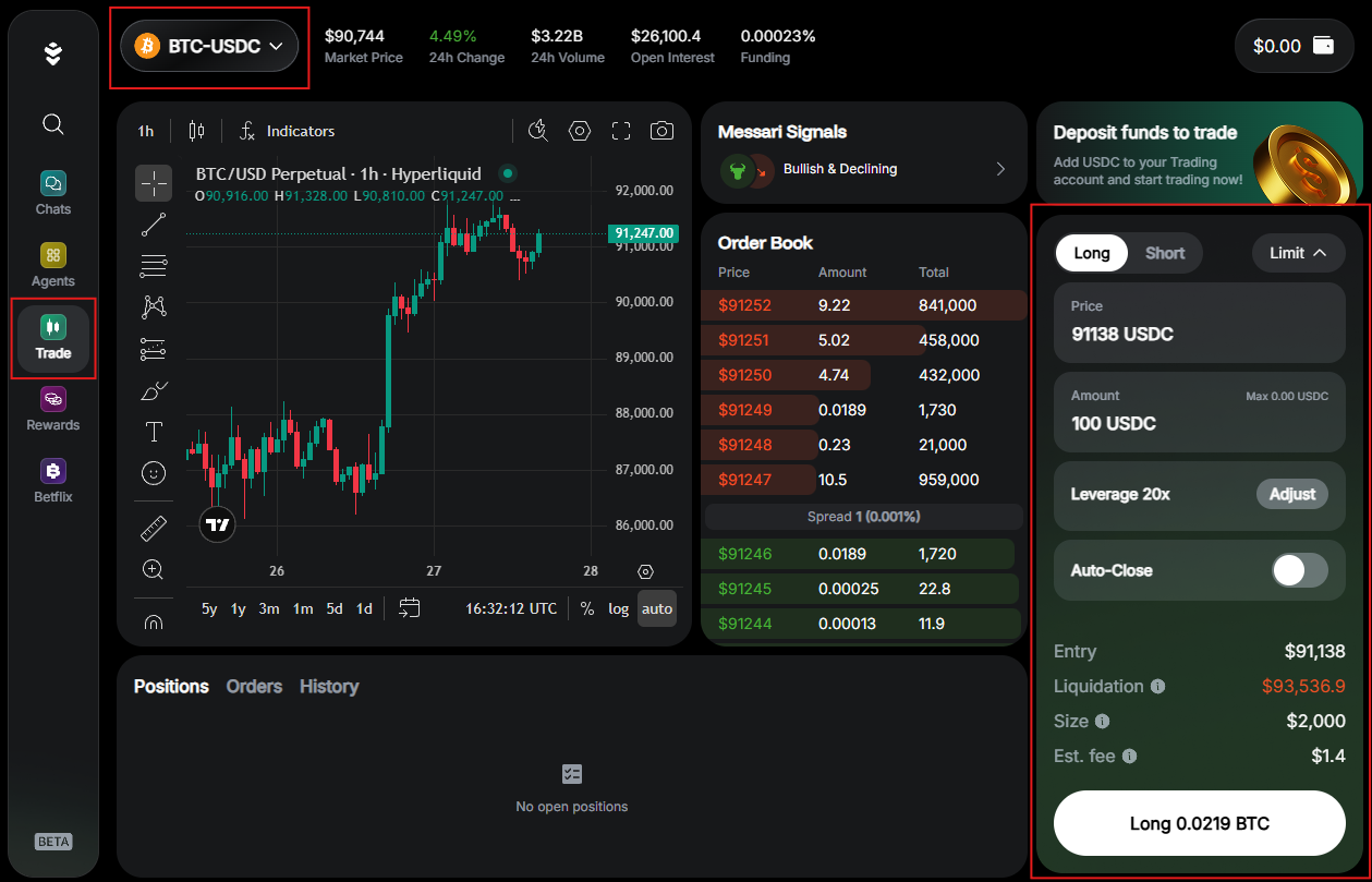 Create an order in Warden
